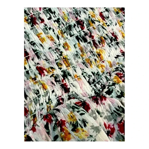 FAB'RIK FLORAL MINISKIRT WITH ELASTIC SMOCKING AND RUFFLE DETAILS SIZE LARGE - Picture 3 of 7